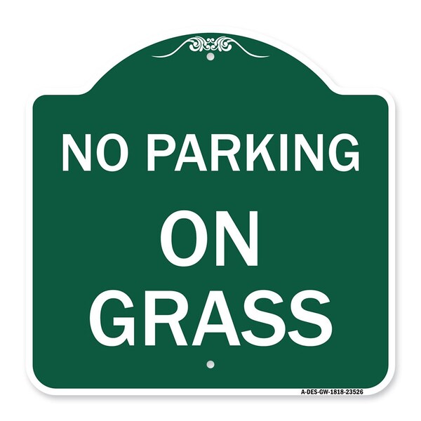 Designer Series Sign-On Grass, Green & White Aluminum Architectural Sign, 18" x 18", GW-1818-23526